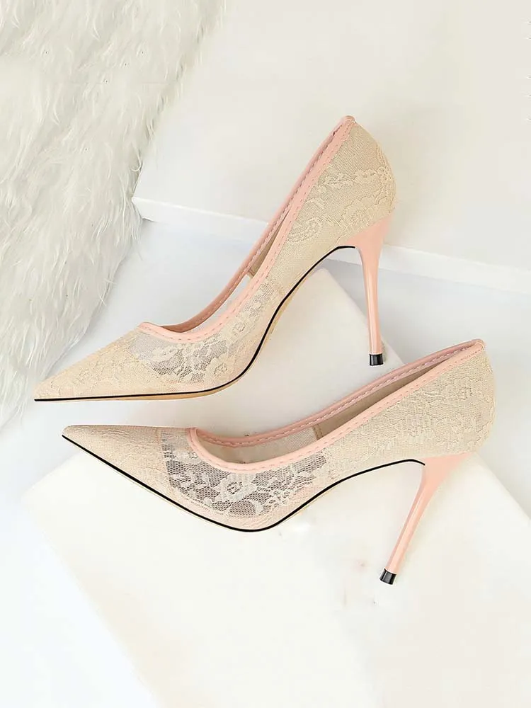 Pointed Toe Lace Heels