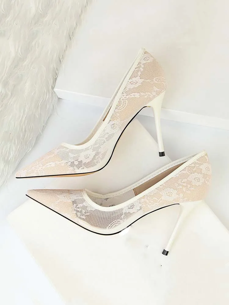 Pointed Toe Lace Heels