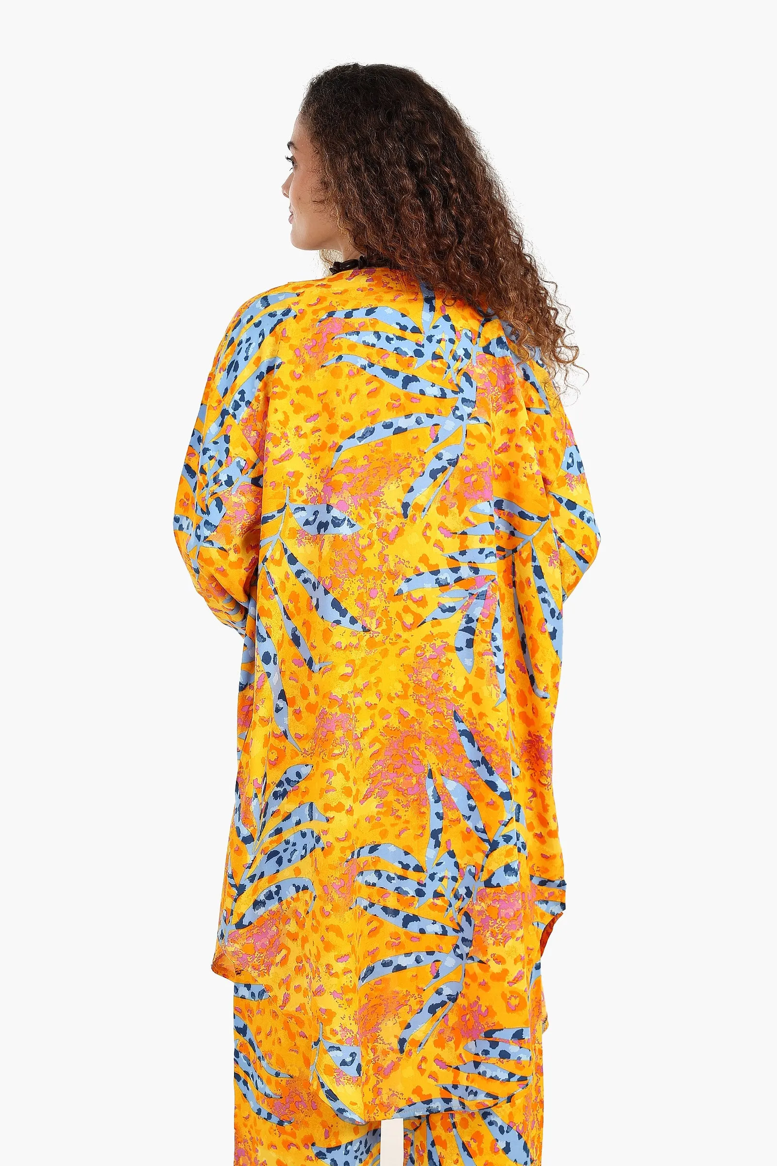 Printed Cardigan with Side Slits