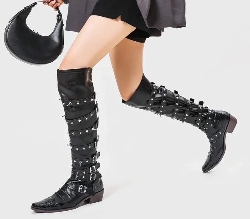 Punk Goth Pointed-toe Boots