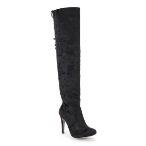 Sashah - Vegan Black Suede with Patent - Street Sole