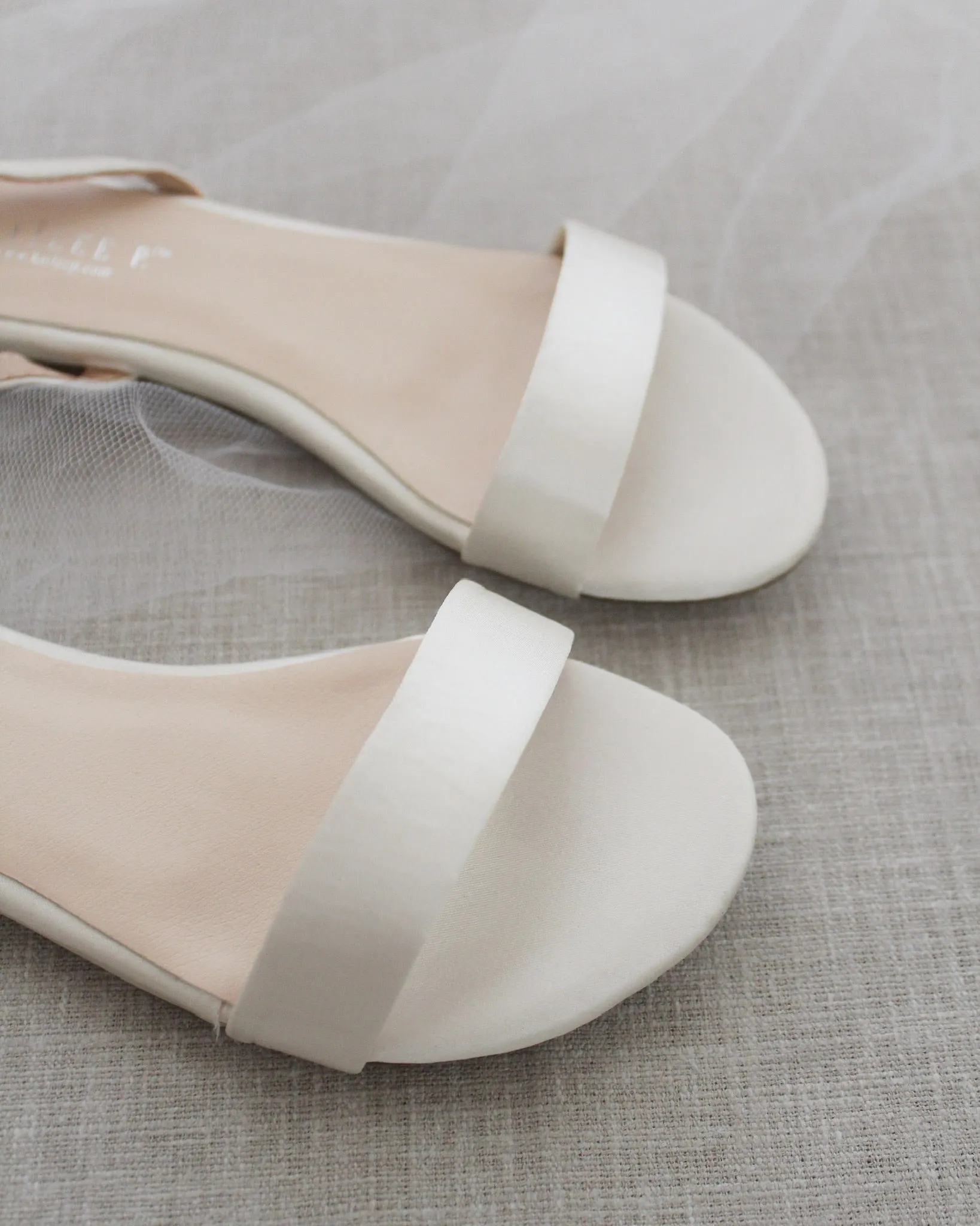 Satin Flat Sandal with Ankle Strap
