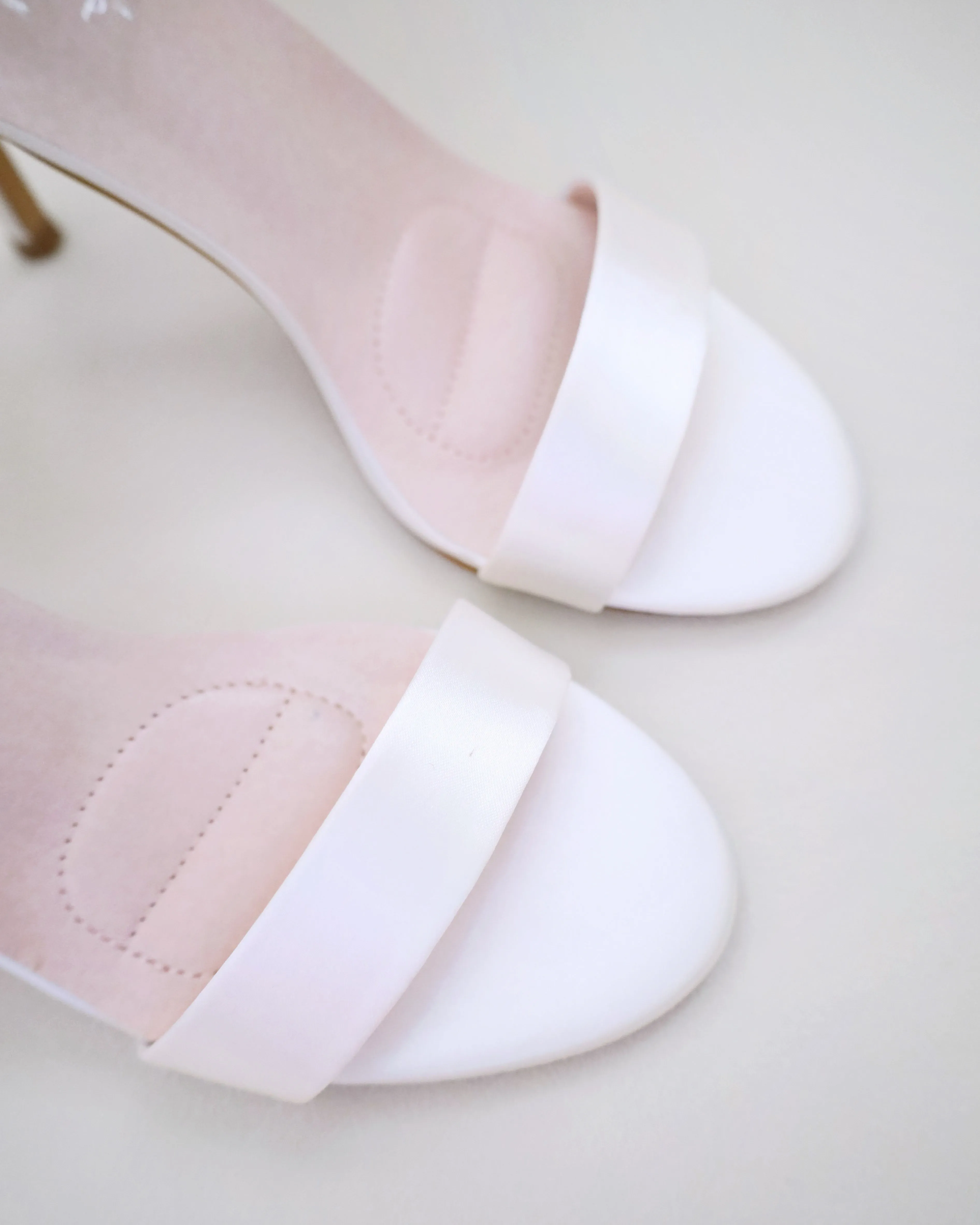 Satin High Heel Wedding Sandals with Satin and Pearls Back Bow