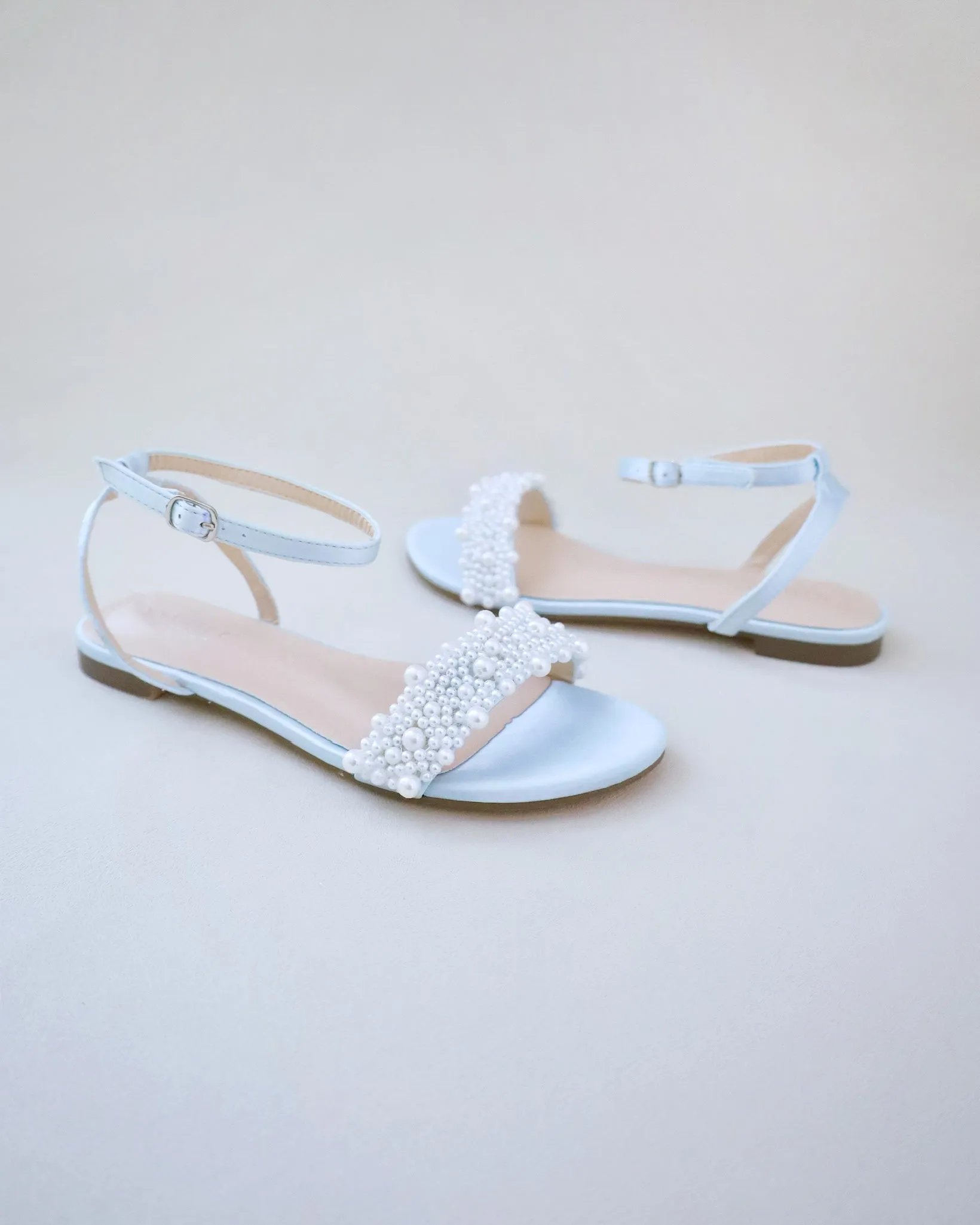 Satin Wedding Flat Sandal with Perla Applique