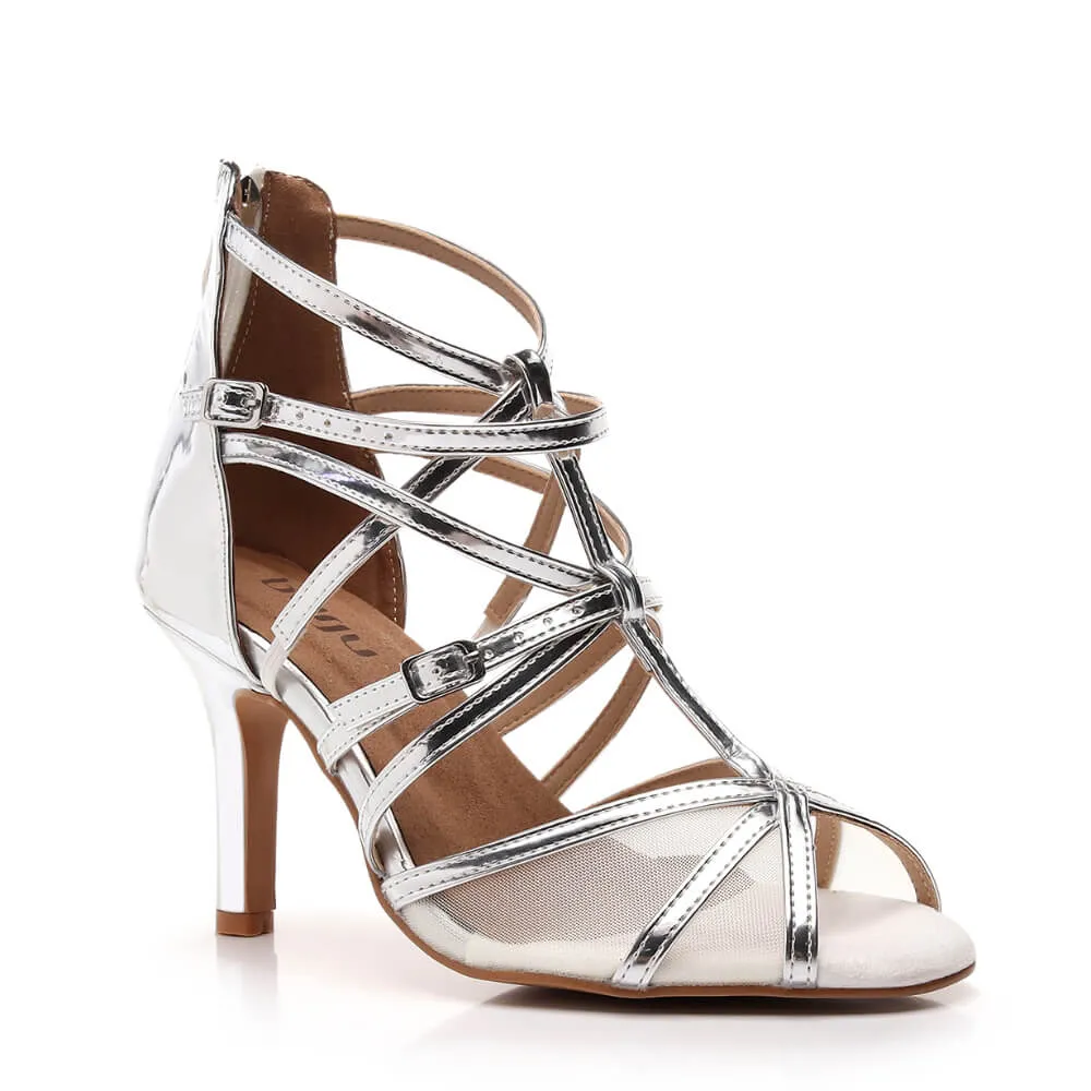 Skylar Wide Fit - Silver Shiny Patent - Suede Sole