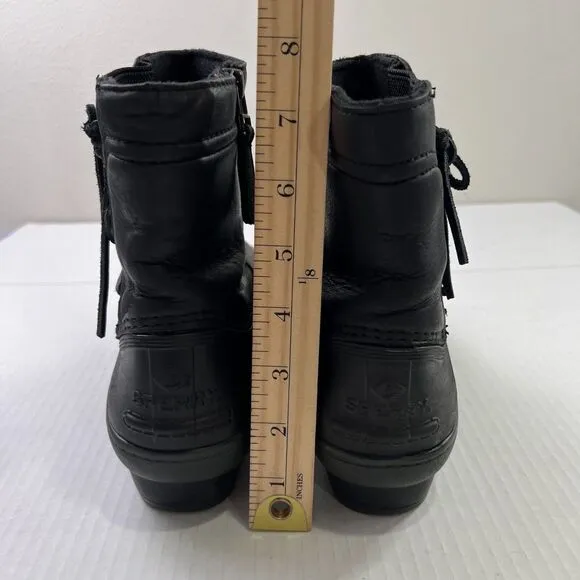Sperry Top-Sider Womens 8M Black Saltwater Wedge Tide Quilted Rain‎ Boot Casual