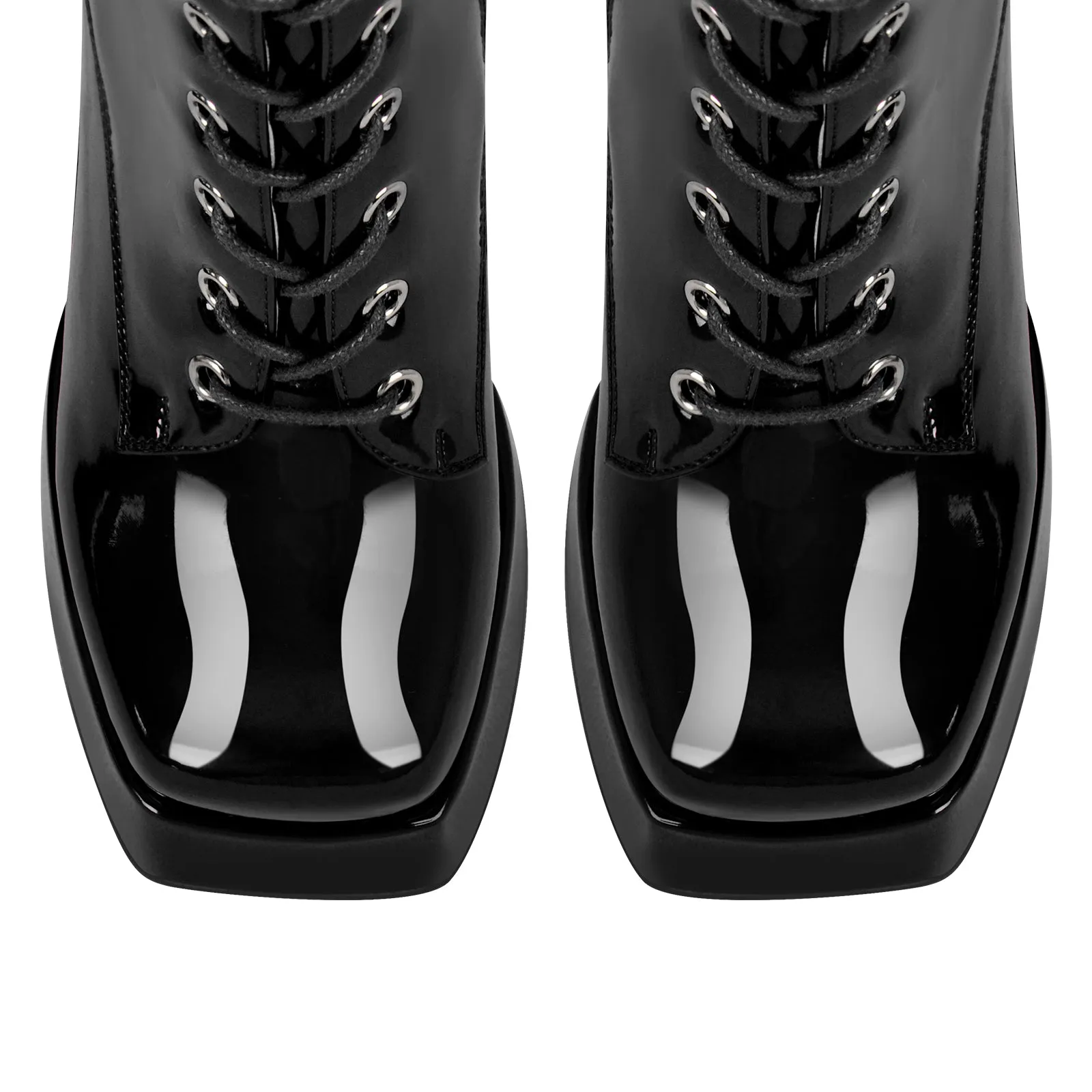 Square Toe Lace up Chunky Heels Boots