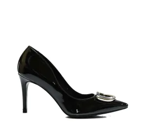 Stefano Stefani Women's Patent Black & Silver Shoe 7607.  40% OFF