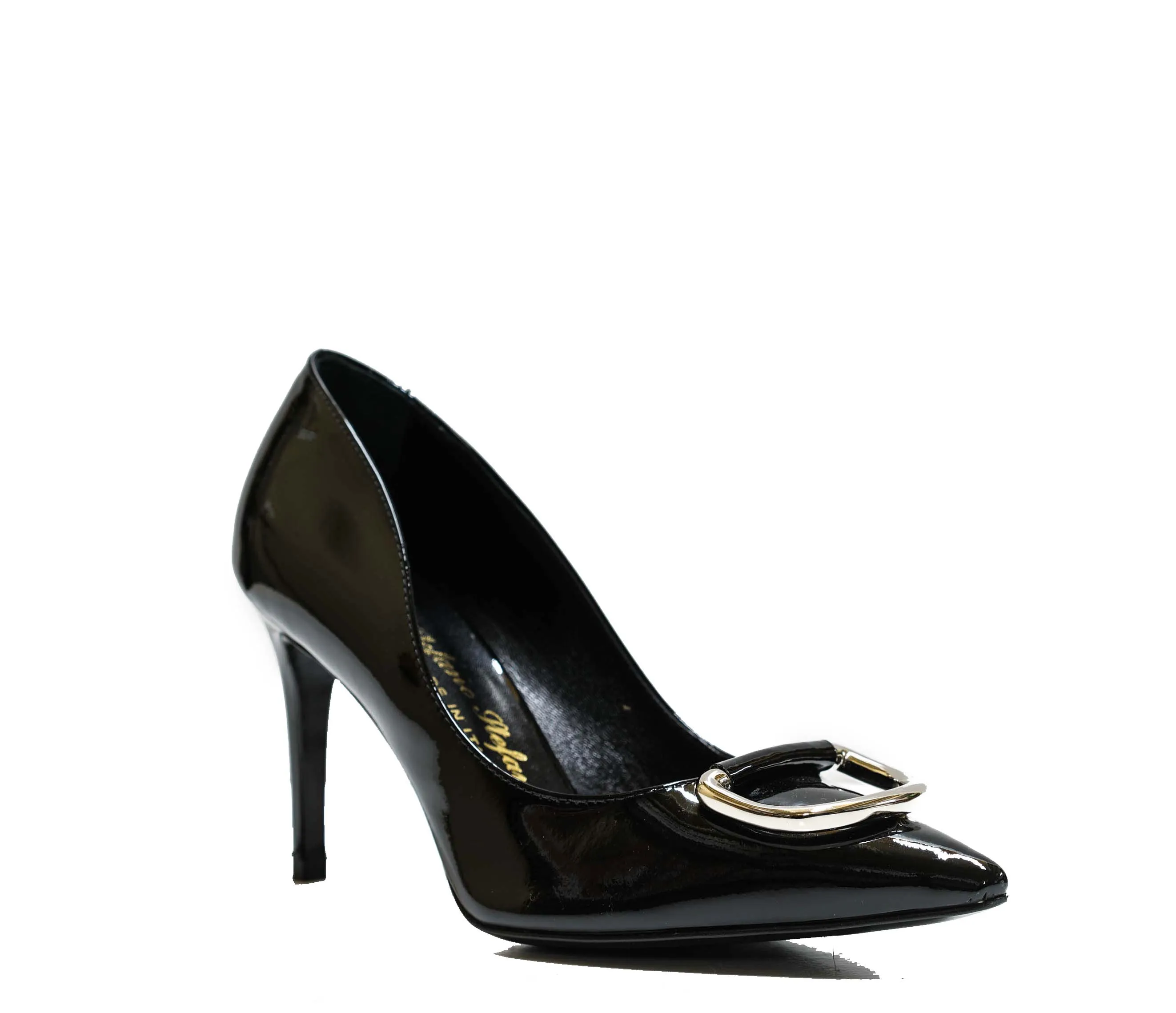 Stefano Stefani Women's Patent Black & Silver Shoe 7607.  40% OFF