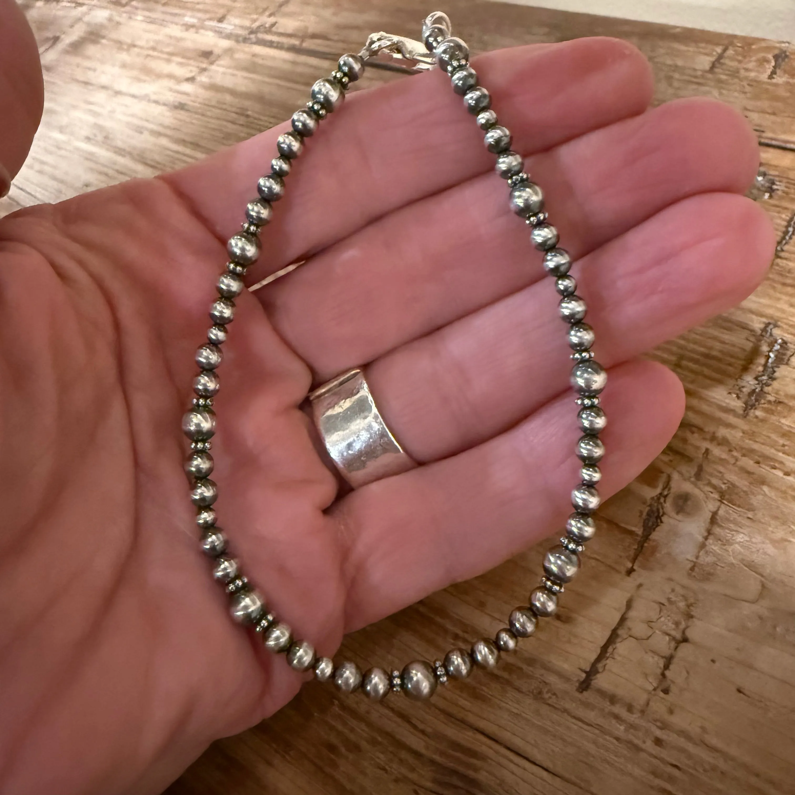 Sterling Navajo Pearl Ankle Bracelet