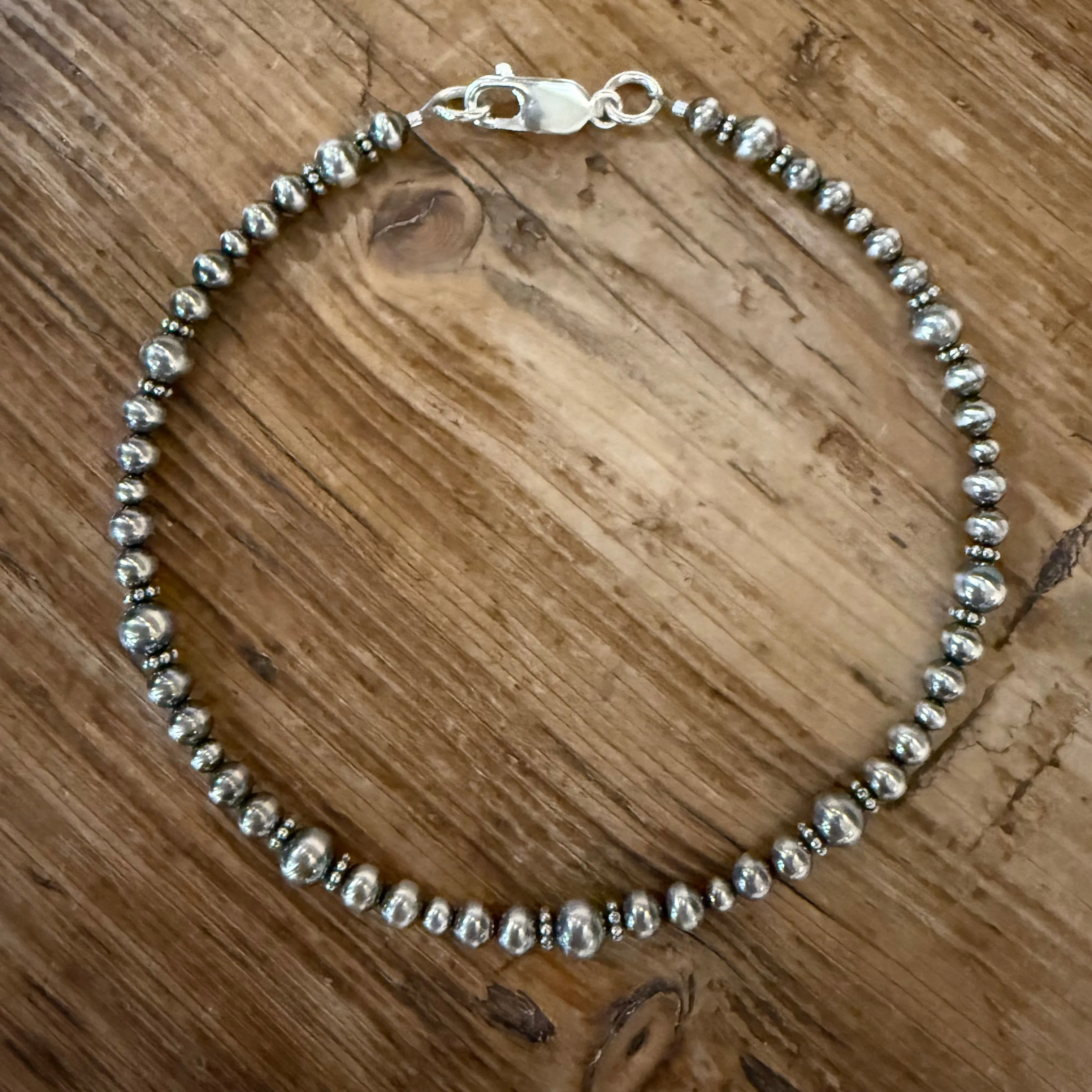 Sterling Navajo Pearl Ankle Bracelet