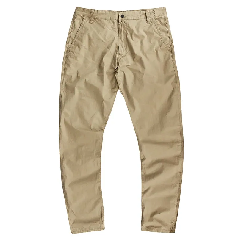 Thin Woven Business Casual Pants - Men's Fashion Simple Pure Cotton Washed Old Slim Straight Trousers