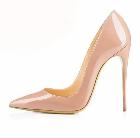 Valencia Italian Pointed Toe Rivets Spikes Patent Leather High Heel Shoes