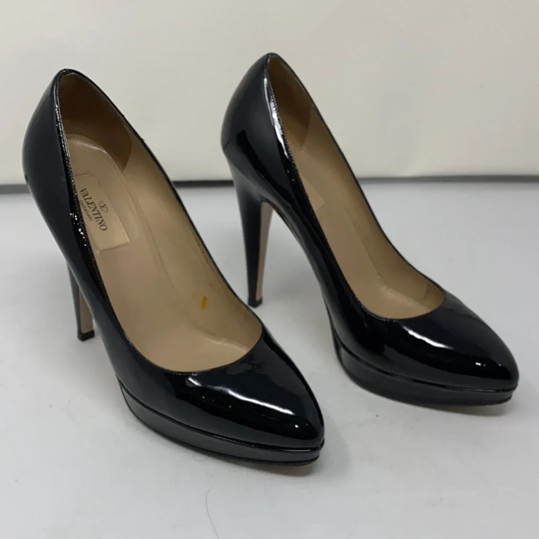 Valentino Black Platform Patent Leather Heel