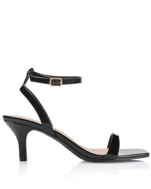 Verali Tally Kitten Heel Sandals - Black Patent
