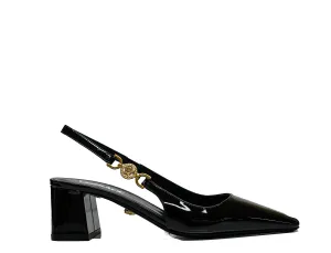 Versace Women's Black Patent Slingback 1013740 - 40% OFF