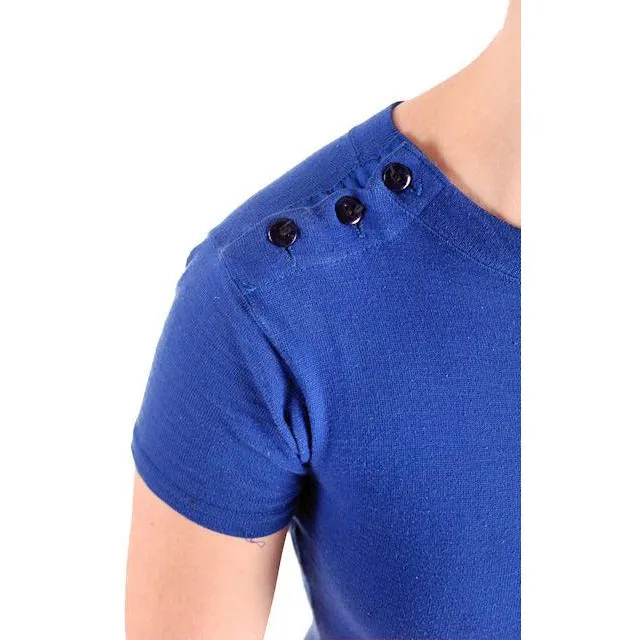 Vintage 1950s Ladies Cotton Knit Gym Suit Ballet  Royal Blue Size 34 Aldrich & Aldrich