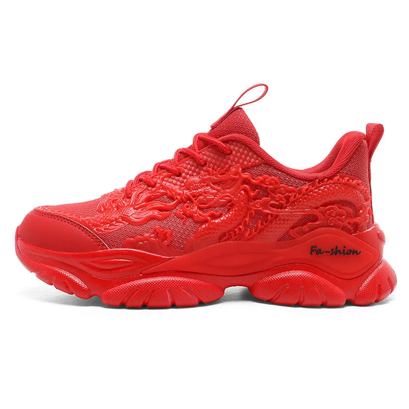 Vintage 3D Dragon Cloud Fluorescent Sneakers for Men