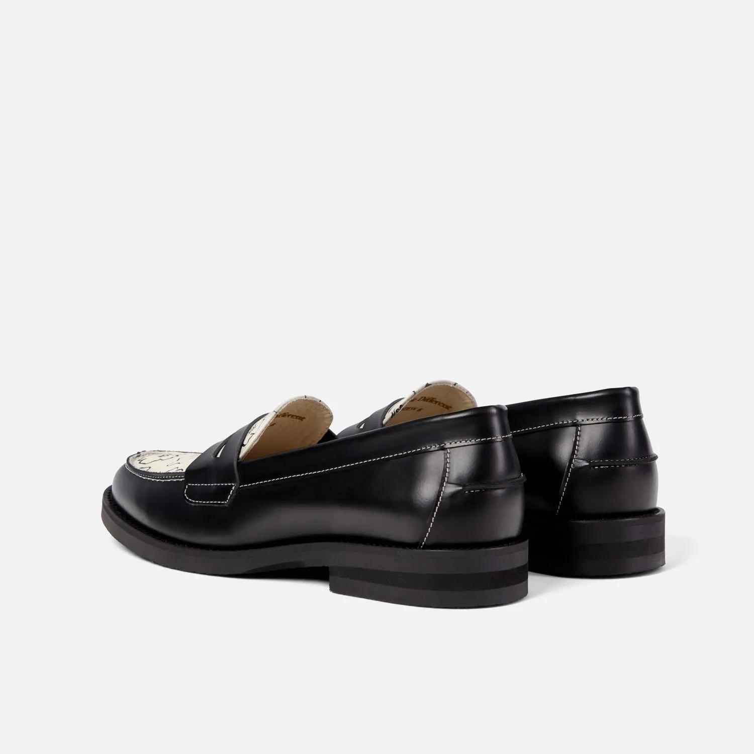 Wilde Black Sketch Floral Penny Loafer - Women's