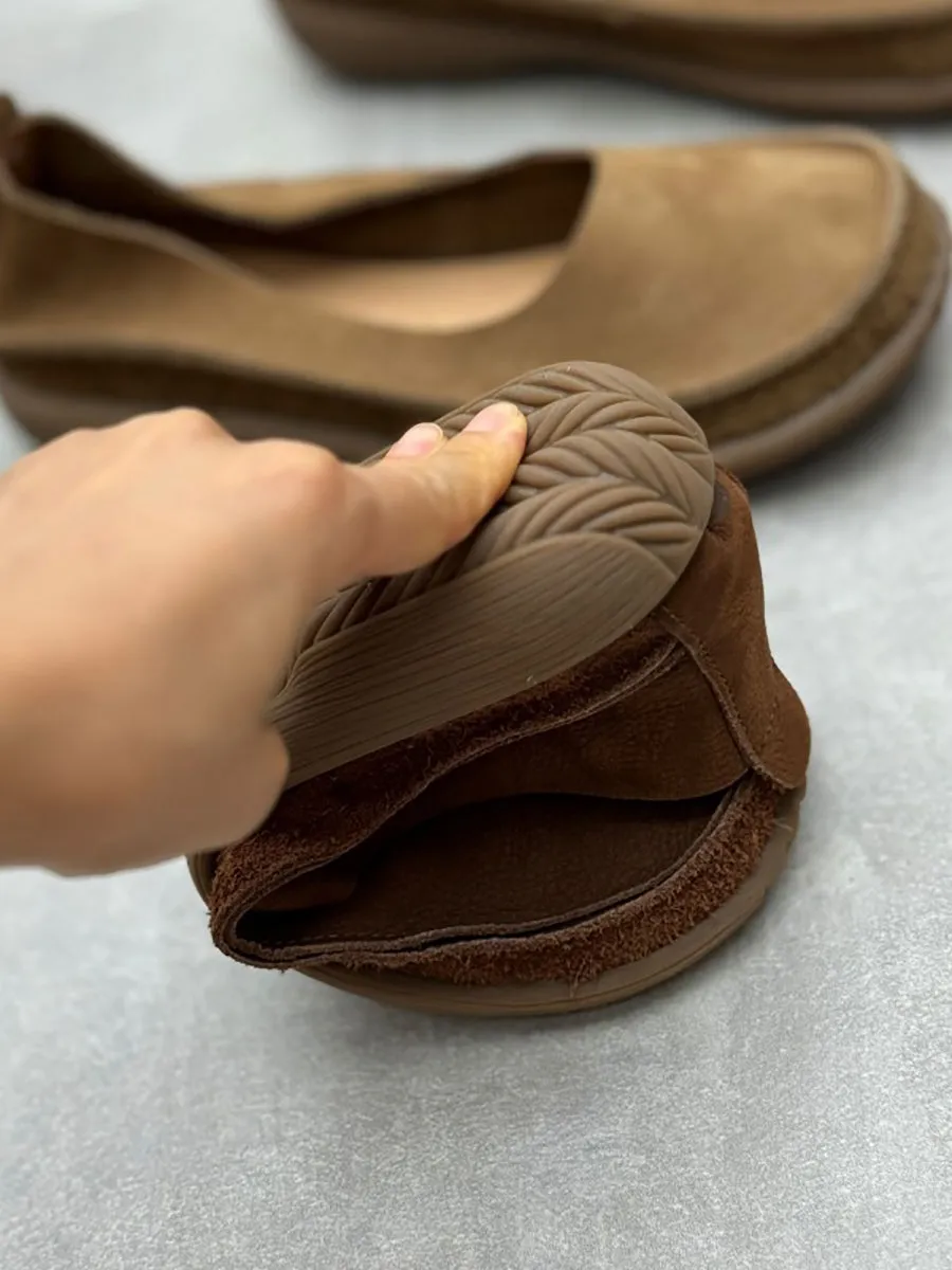 Women Summer Vintage Genuine Leather Low Heel Shoes