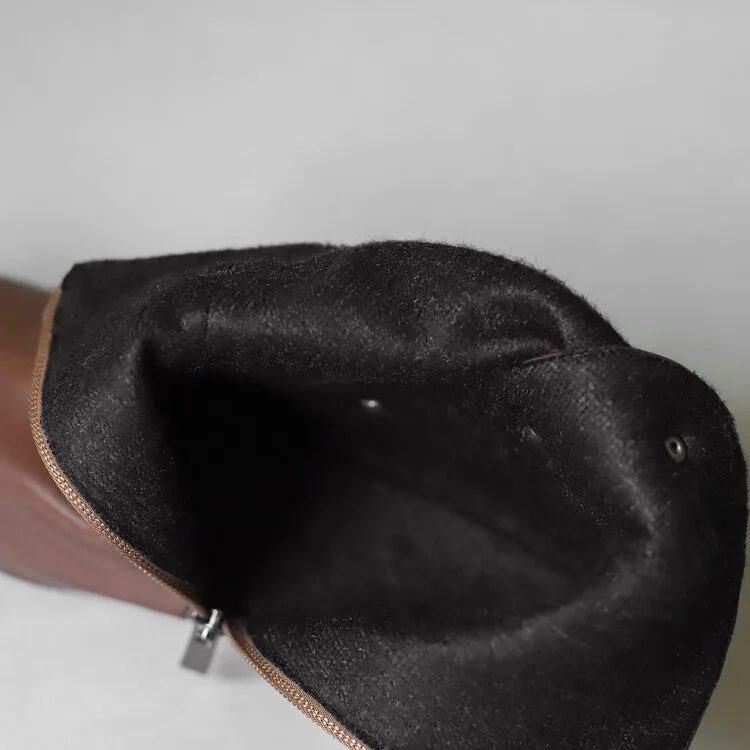 Women's Rivets Round Toe Low Heel Short Boots