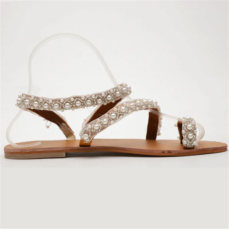 Women's Super Cute Handmade Pearl Beach Sandals