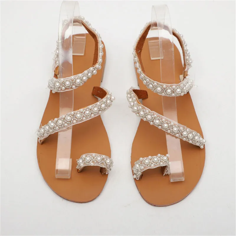 Women's Super Cute Handmade Pearl Beach Sandals