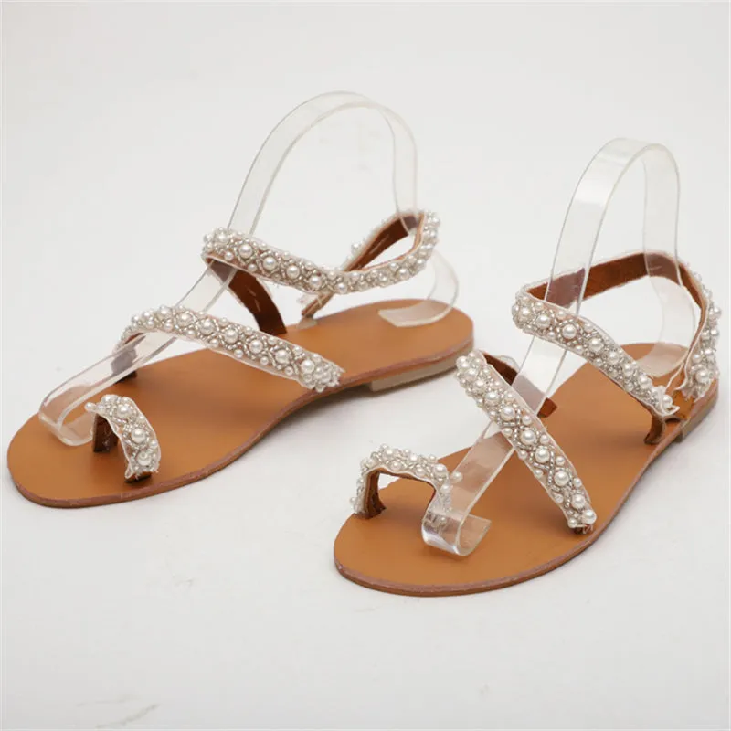 Women's Super Cute Handmade Pearl Beach Sandals