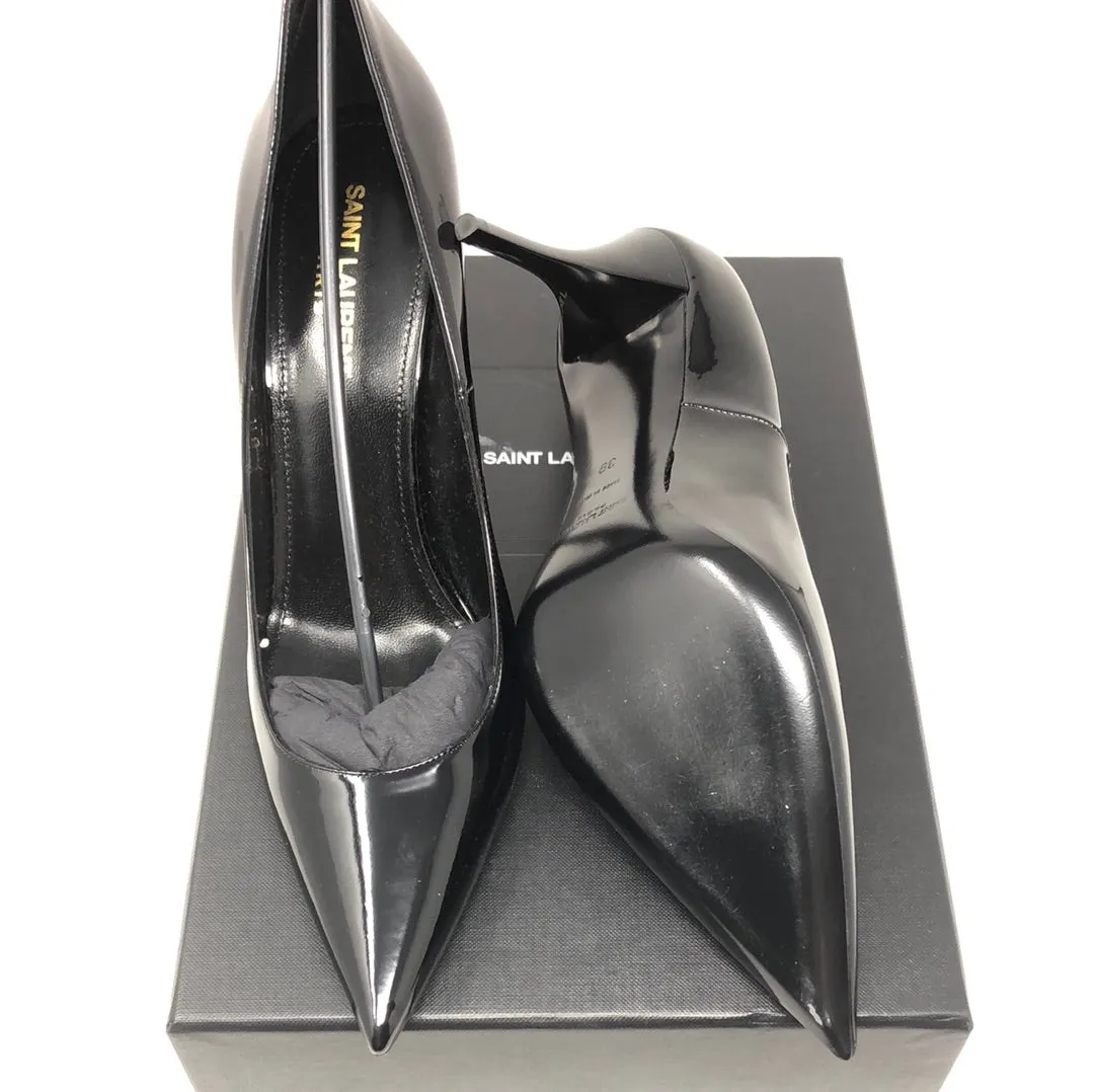 YSL Black Patent Leather Pointed Toe Heel 'Vernice Chiffon'